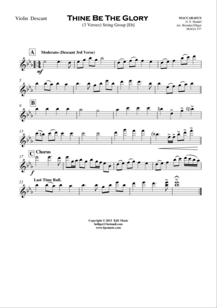 Thine Be The Glory (MACCABEUS) - String Group with Optional Piano Cello scores gallery preview page 2