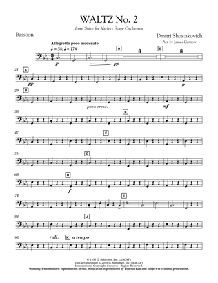 Waltz No. 2 (from Suite For Variety Stage Orchestra) - Bassoon