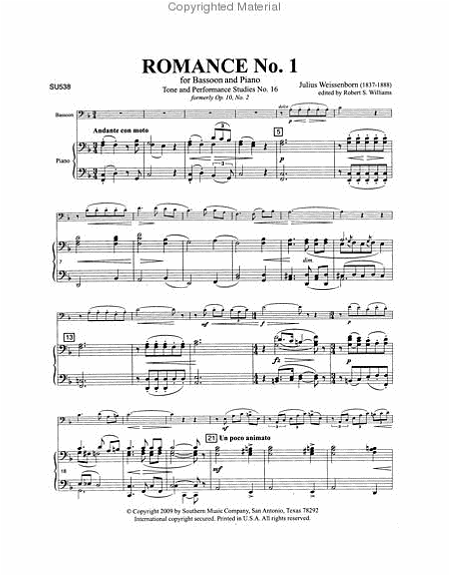 Romance No. 1 Romance No. 1 Bassoon Solo scores gallery preview page 2