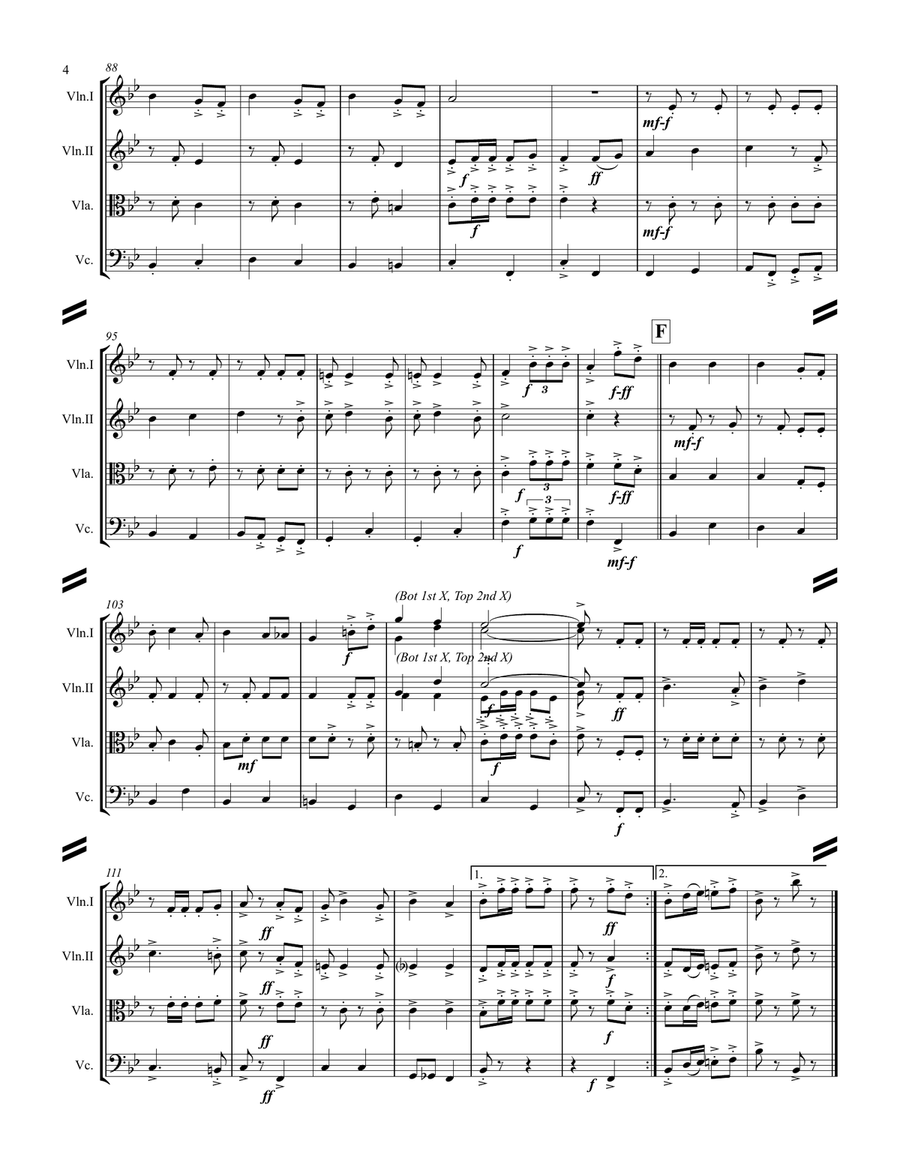 A Patriotic Medley by George M. Cohan (for String Quartet) String Quartet scores gallery preview page 5