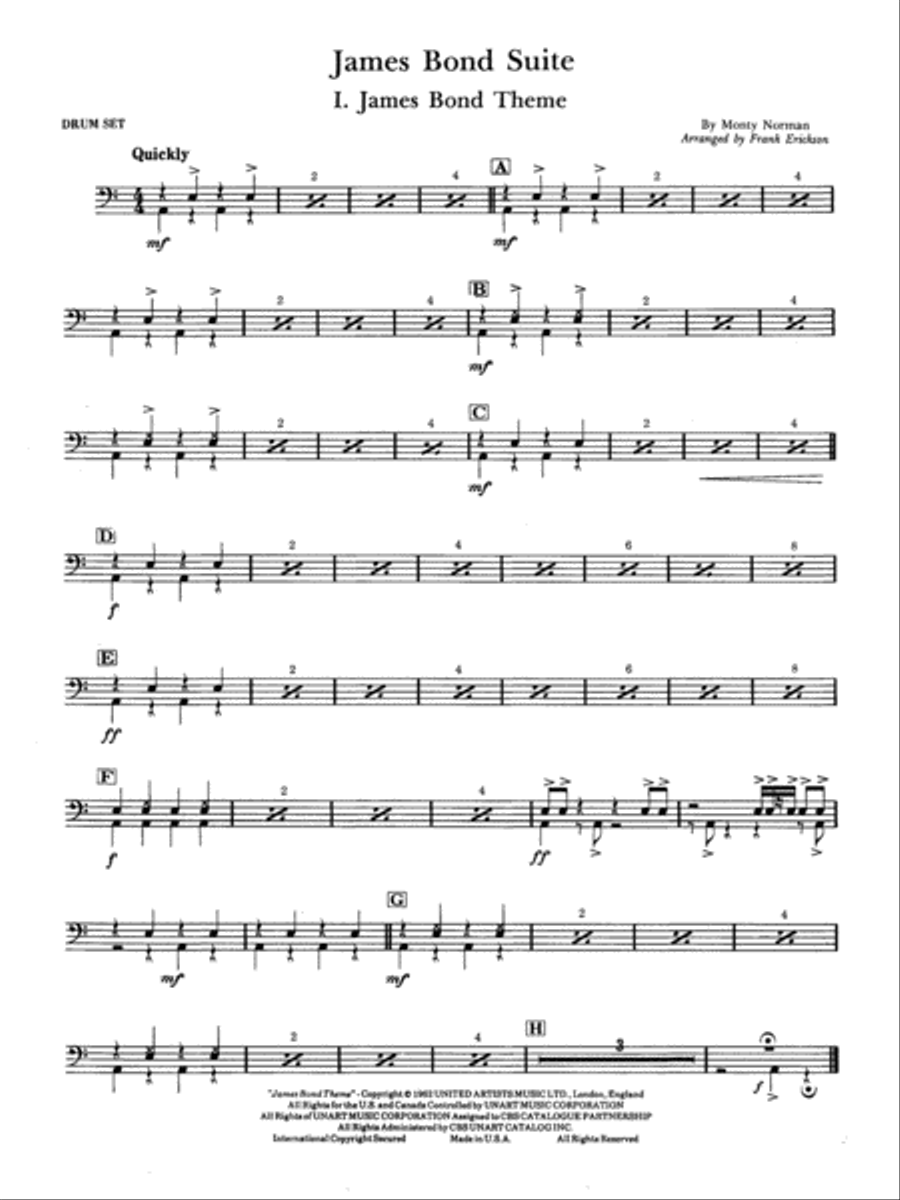 James Bond Suite (Medley): Drums Concert Band scores gallery preview page 1