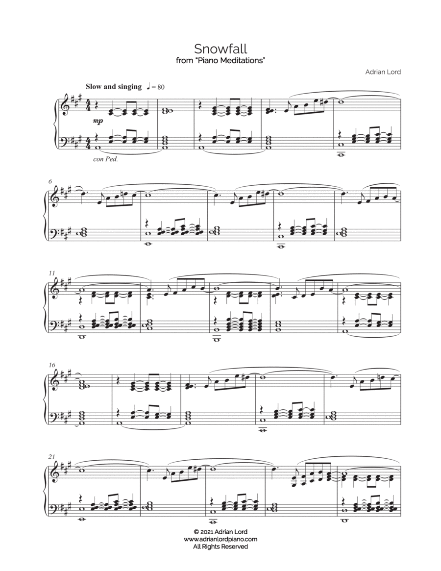 Snowfall Piano Solo scores gallery preview page 1