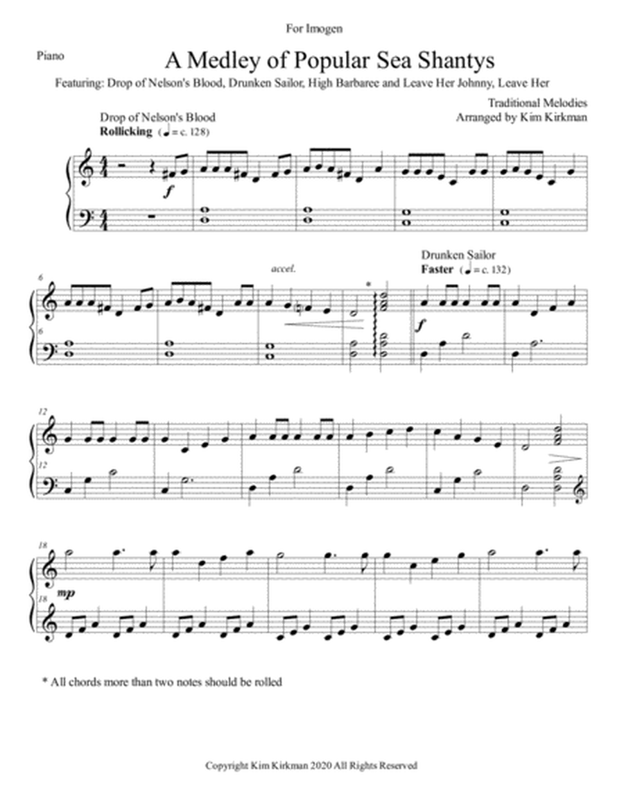 Medley of Popular Sea Shantys for solo piano image number null