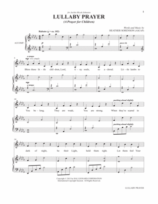 Lullaby Prayer (A Prayer For Children) (from My Alleluia: Vocal Solos for Worship)