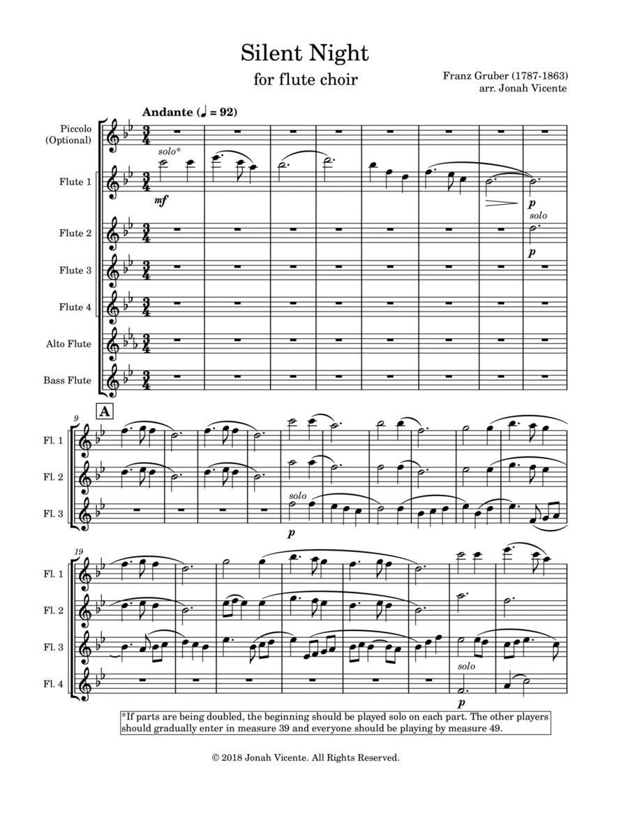Silent Night Woodwind Ensemble scores gallery preview page 1