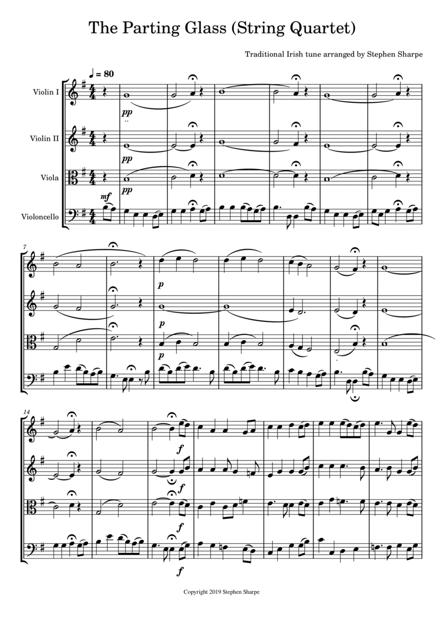 The Parting Glass String Quartet scores gallery preview page 1
