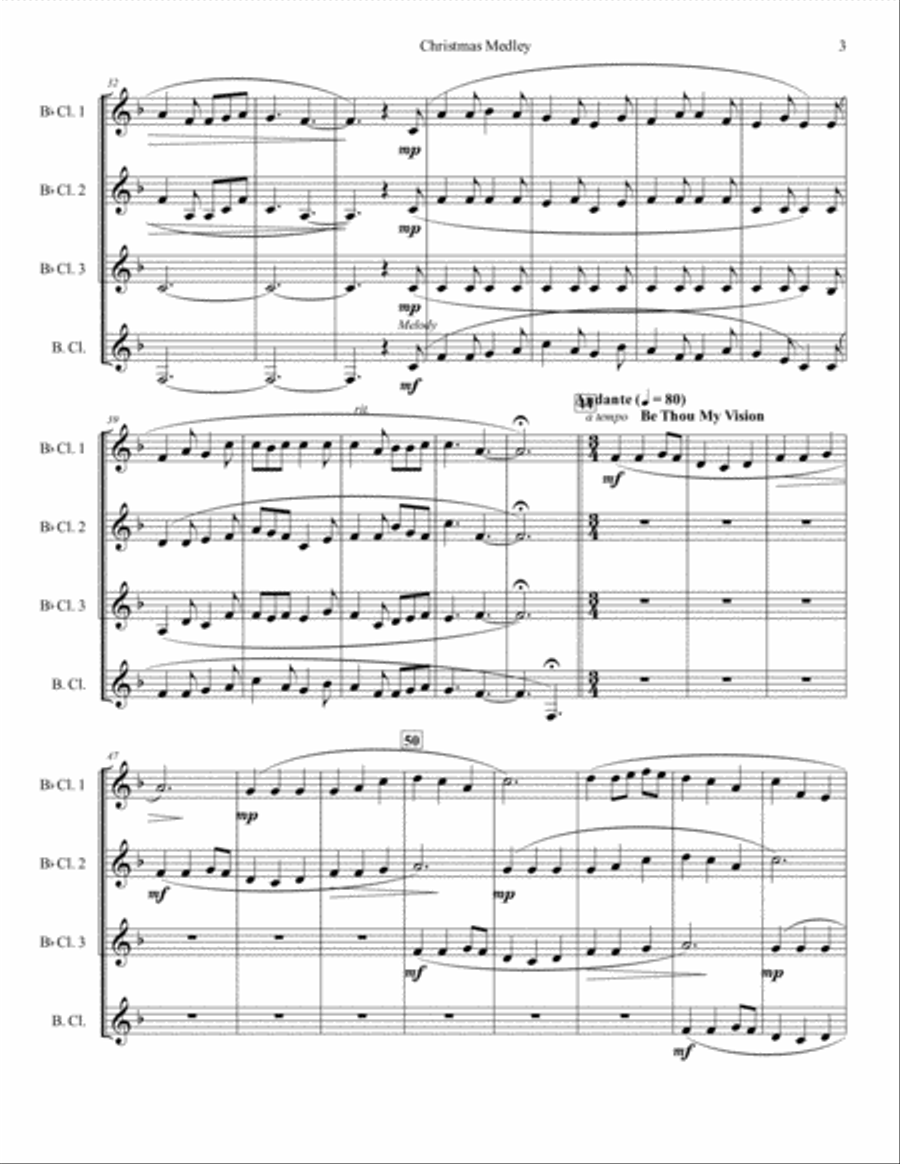 Three Christmas Ballads of the British Isles Woodwind Quartet scores gallery preview page 4