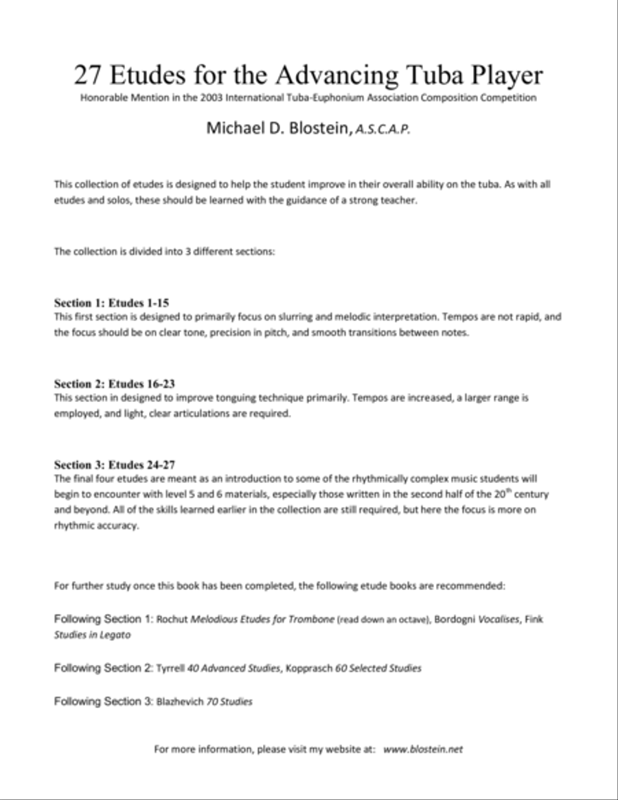 27 Etudes for the Advancing Tuba Player Tuba scores gallery preview page 2