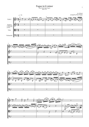 Book cover for Fugue in G minor (Little Organ Fugue) (BWV 578) by JS Bach - arranged for String Quartet