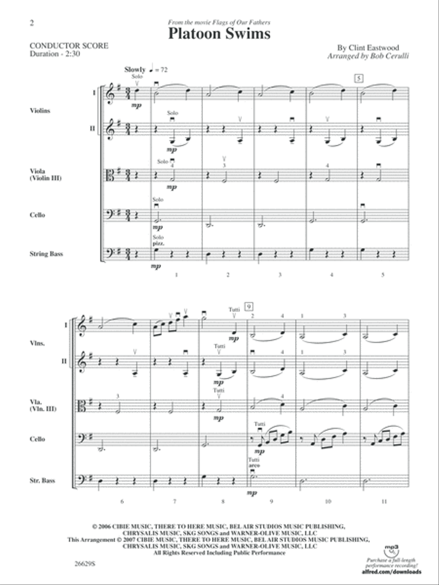 Platoon Swims (from Flags of Our Fathers): Score String Orchestra scores gallery preview page 2