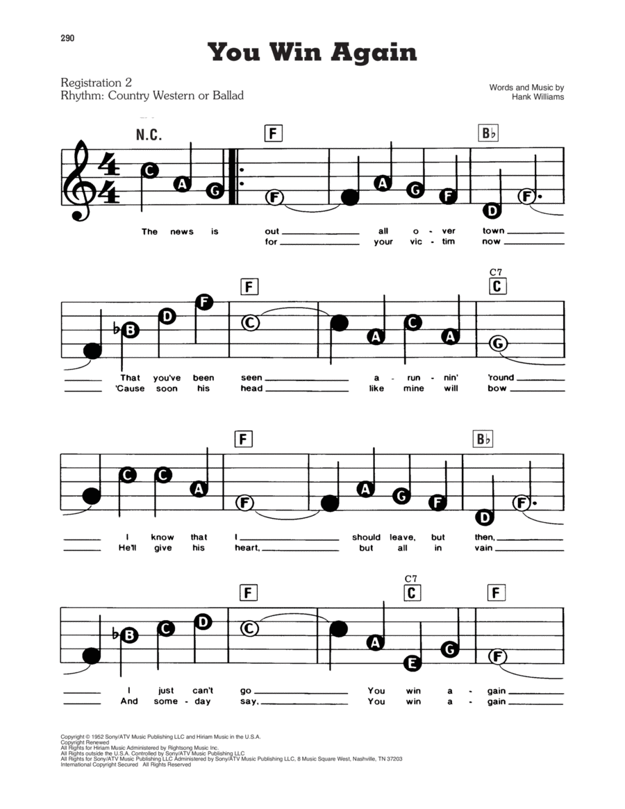 You Win Again Electronic Keyboard scores gallery preview page 1