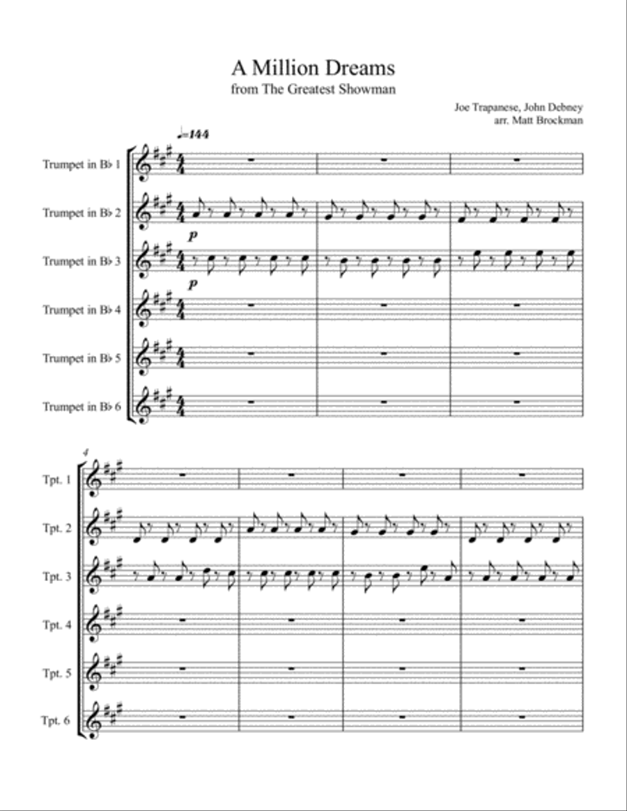 A Million Dreams Trumpet Solo scores gallery preview page 1