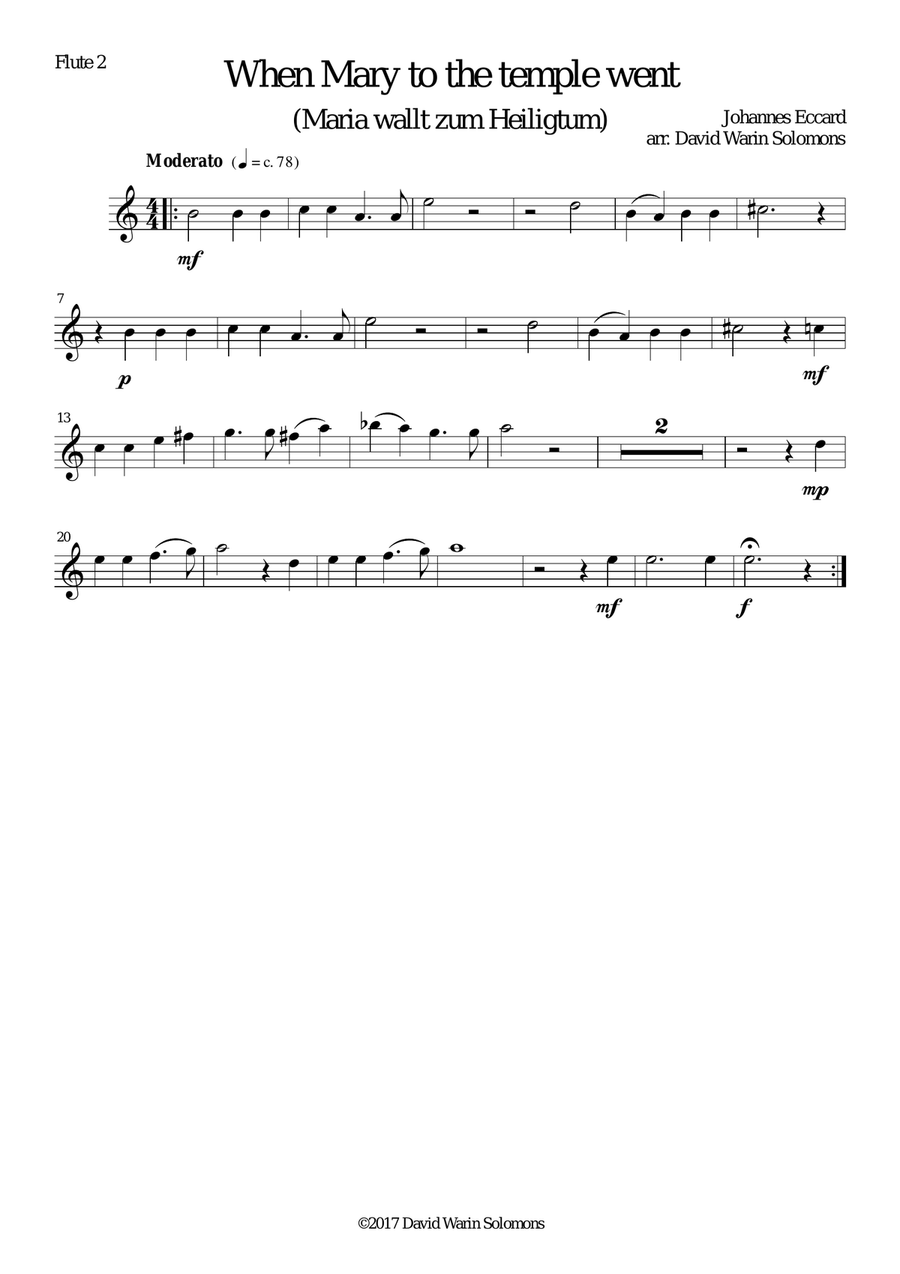 When Mary to the temple went (Maria wallt zum Heiligtum) for wind sextet Woodwind Quartet scores gallery preview page 5