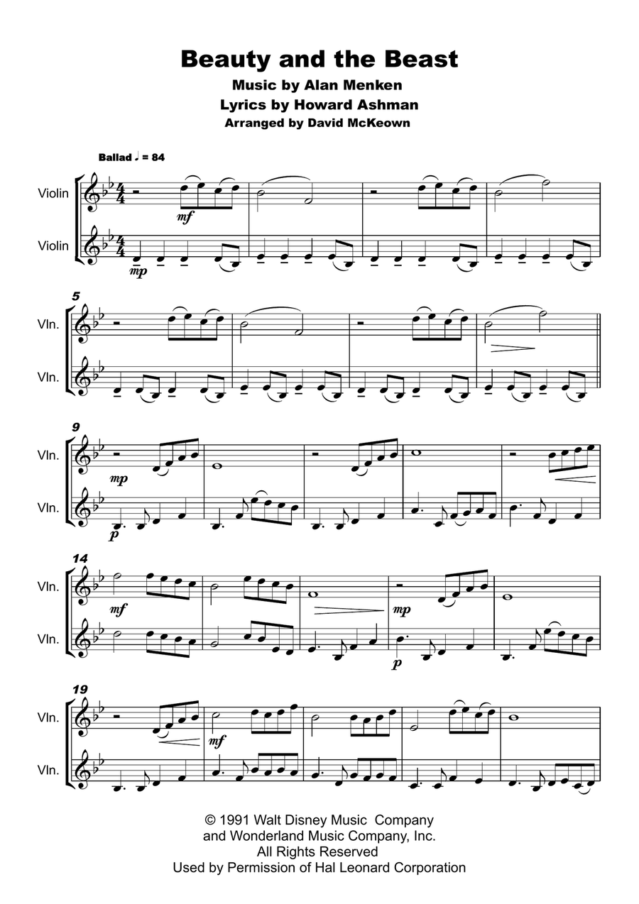 Beauty And The Beast String Duet scores gallery preview page 2