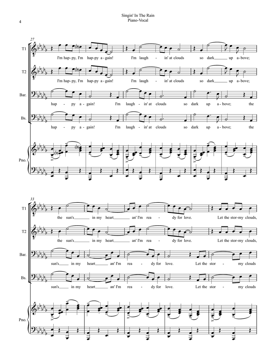 Singin' In The Rain TTBB scores gallery preview page 4