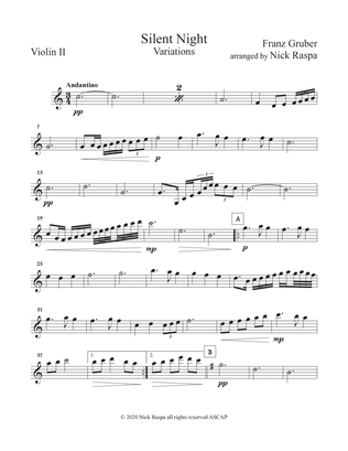 Silent Night - Variations (full orchestra) Violin II part.