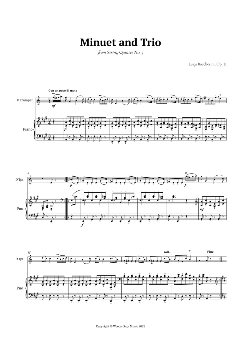 Minuet by Boccherini for Trumpet in D and Piano image number null