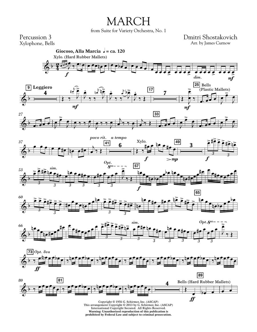 March from Suite for Variety Orchestra, No. 1 - Percussion 3