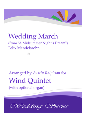 Book cover for Wedding March (from "A Midsummer Night's Dream") by Mendelssohn - wind quintet with optional organ