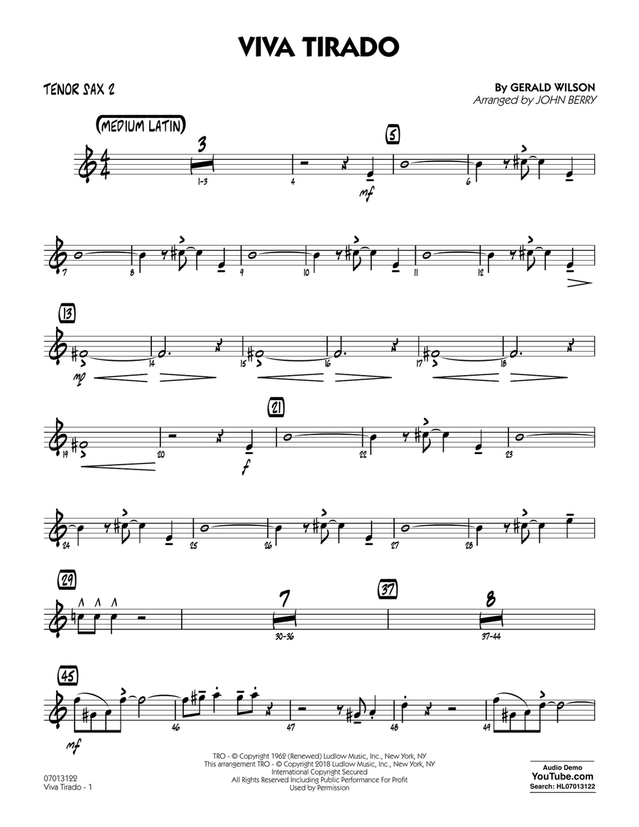 Viva Tirado - Tenor Sax 2 Jazz Ensemble scores gallery preview page 1
