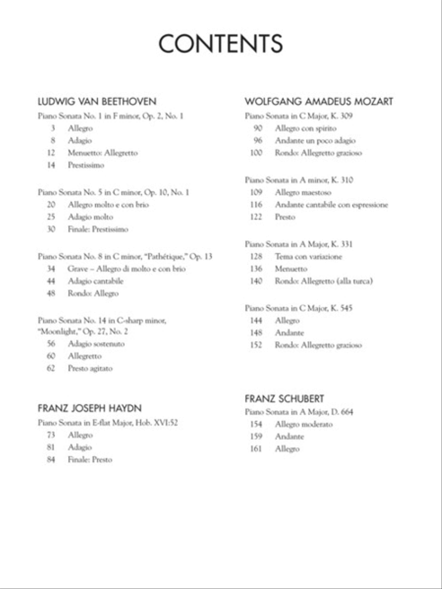 10 Essential Piano Sonatas – Beethoven, Haydn, Mozart, Schubert Piano Solo scores gallery preview page 3