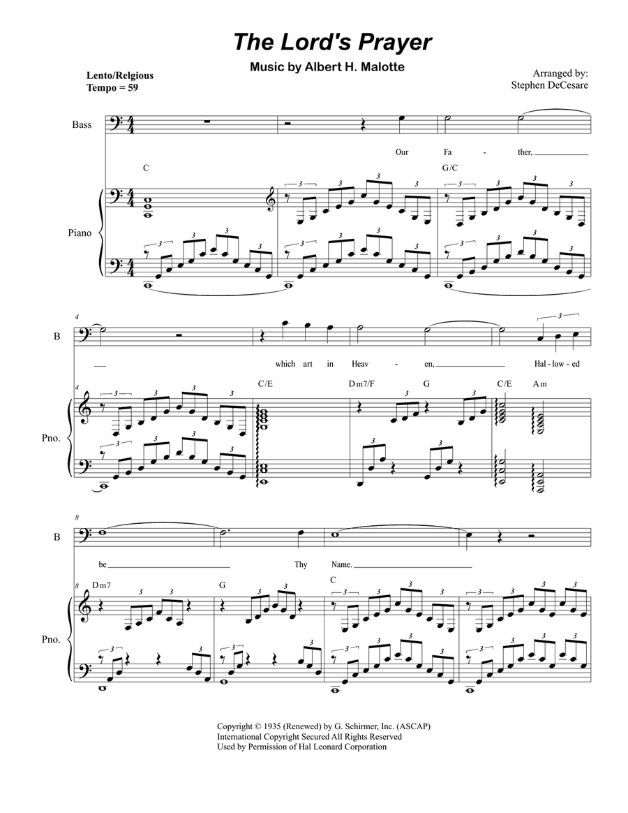 The Lord's Prayer Tenor Voice scores gallery preview page 1