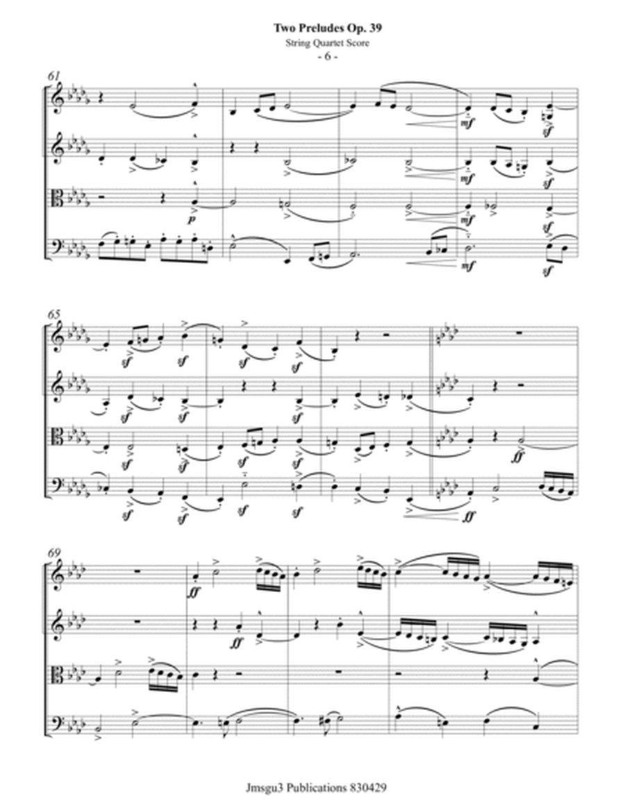 Beethoven: Two Preludes Op. 39 for String Quartet - Score Only image number null