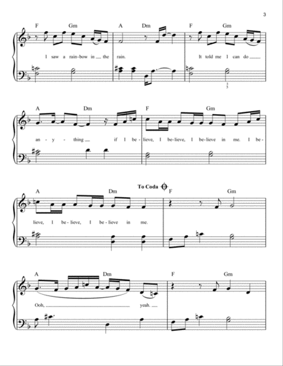 I Believe I Believe Easy Piano scores gallery preview page 3