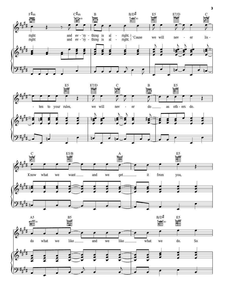 Party Hard Party Hard Piano, Vocal, Guitar scores gallery preview page 3