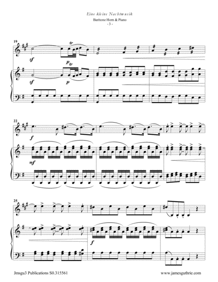 Mozart: Eine kleine Nachtmusik for Baritone Horn & Piano image number null