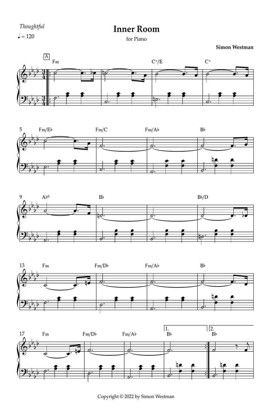 Inner Room Inner Room Piano Solo scores gallery preview page 1