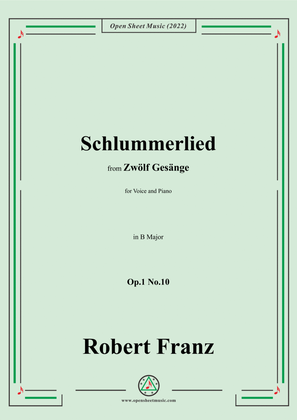 Book cover for Franz-Schlummerlied,in B Major,Op.1 No.10,from Zwolf Gesange