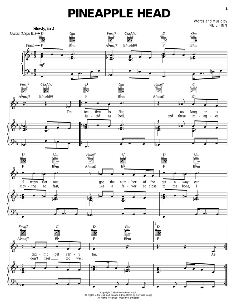 Pineapple Head Piano, Vocal, Guitar scores gallery preview page 1