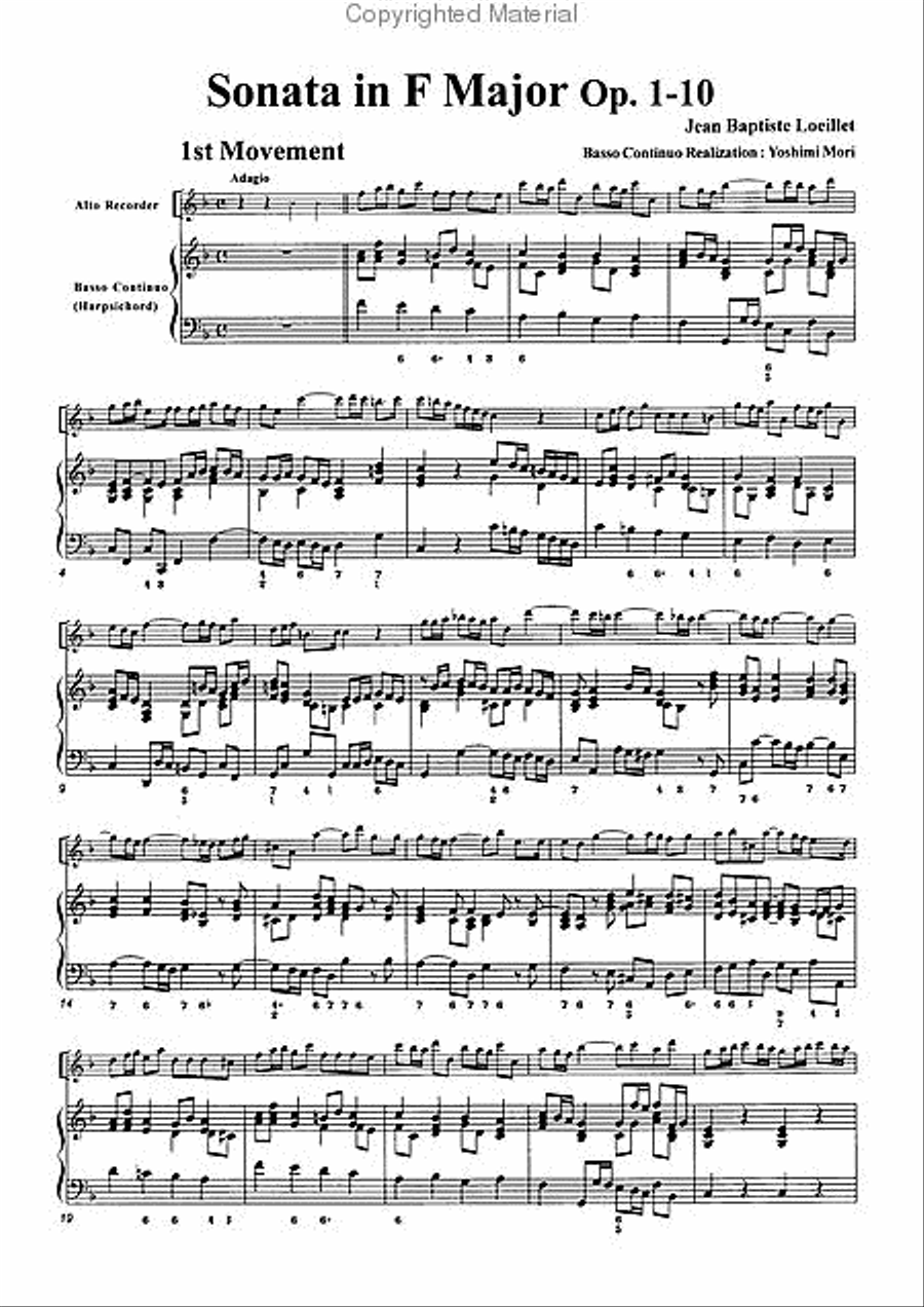 Sonata in F Major, Op. 1-10 Alto Recorder scores gallery preview page 3