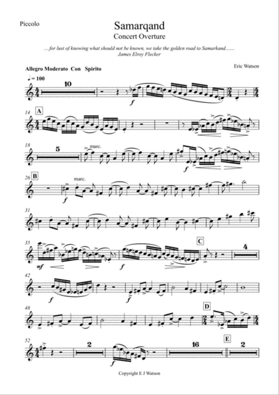 Samarqand Concert Overture instrument parts Concert Band scores gallery preview page 1