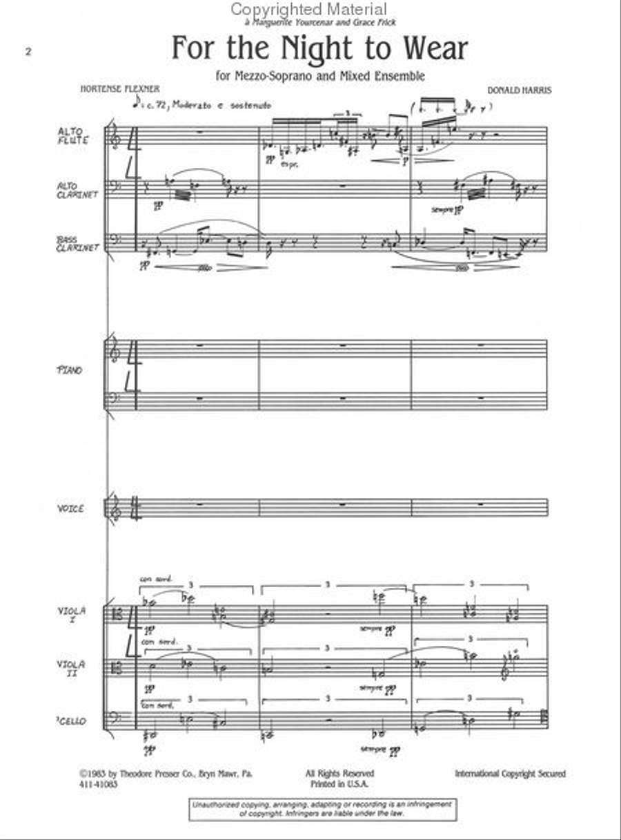 For the Night To Wear Chamber Music scores gallery preview page 2