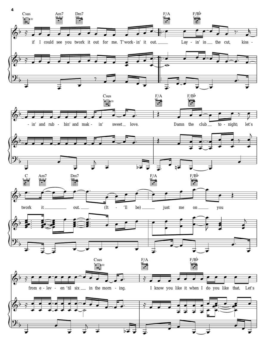 Twork It Out Piano, Vocal, Guitar scores gallery preview page 4