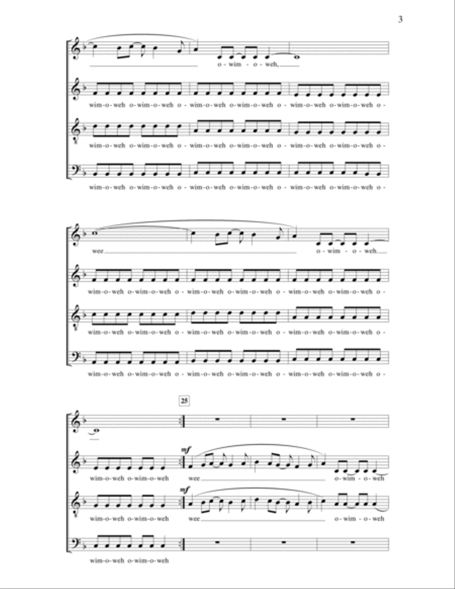 The Lion Sleeps Tonight 4-Part scores gallery preview page 3