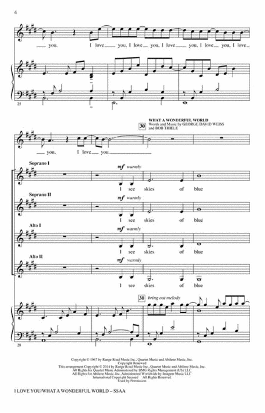 I Love You/What a Wonderful World SSAA scores gallery preview page 4
