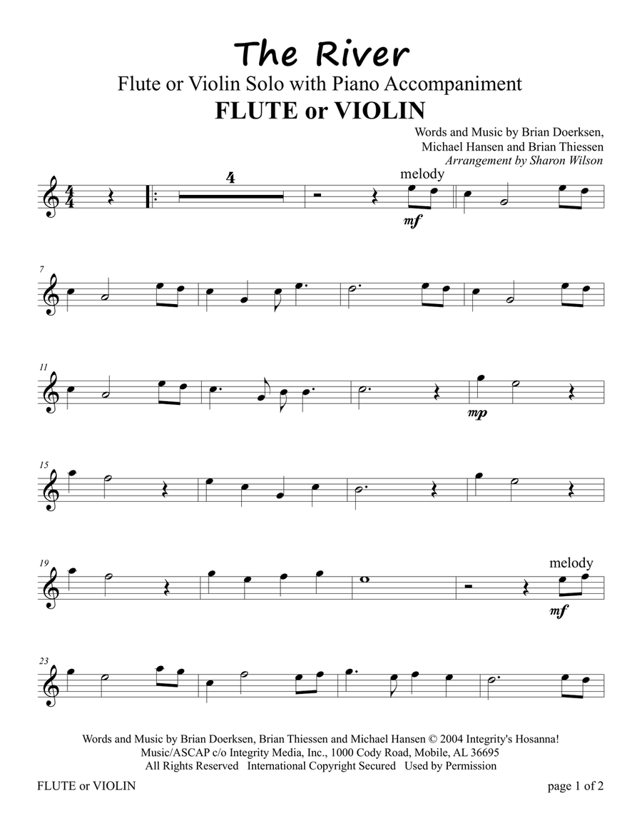 The River Violin Solo scores gallery preview page 1