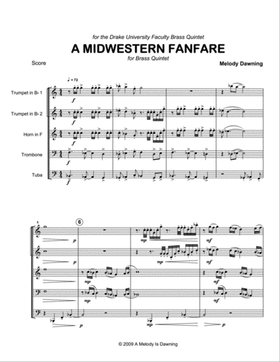A Midwestern Fanfare for Brass Quintet Brass Quintet scores gallery preview page 2