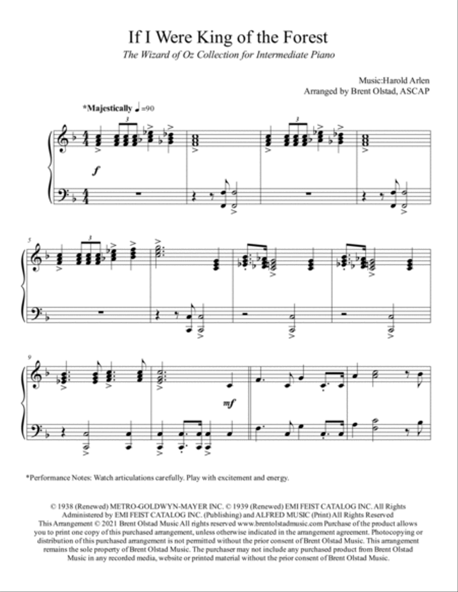 If I Were King Of The Forest Piano Solo scores gallery preview page 2