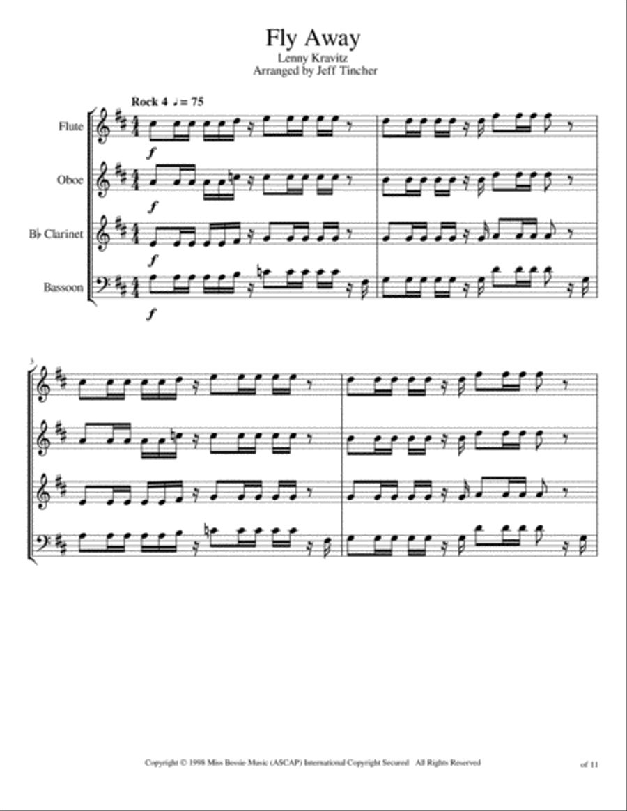 Fly Away Woodwind Quartet scores gallery preview page 2