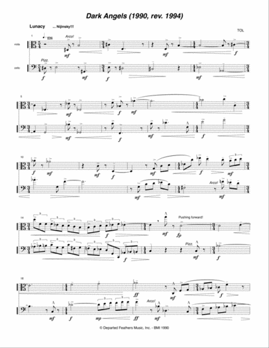 Dark Angels (1990, rev. 1994) for viola and cello String Duet scores gallery preview page 3