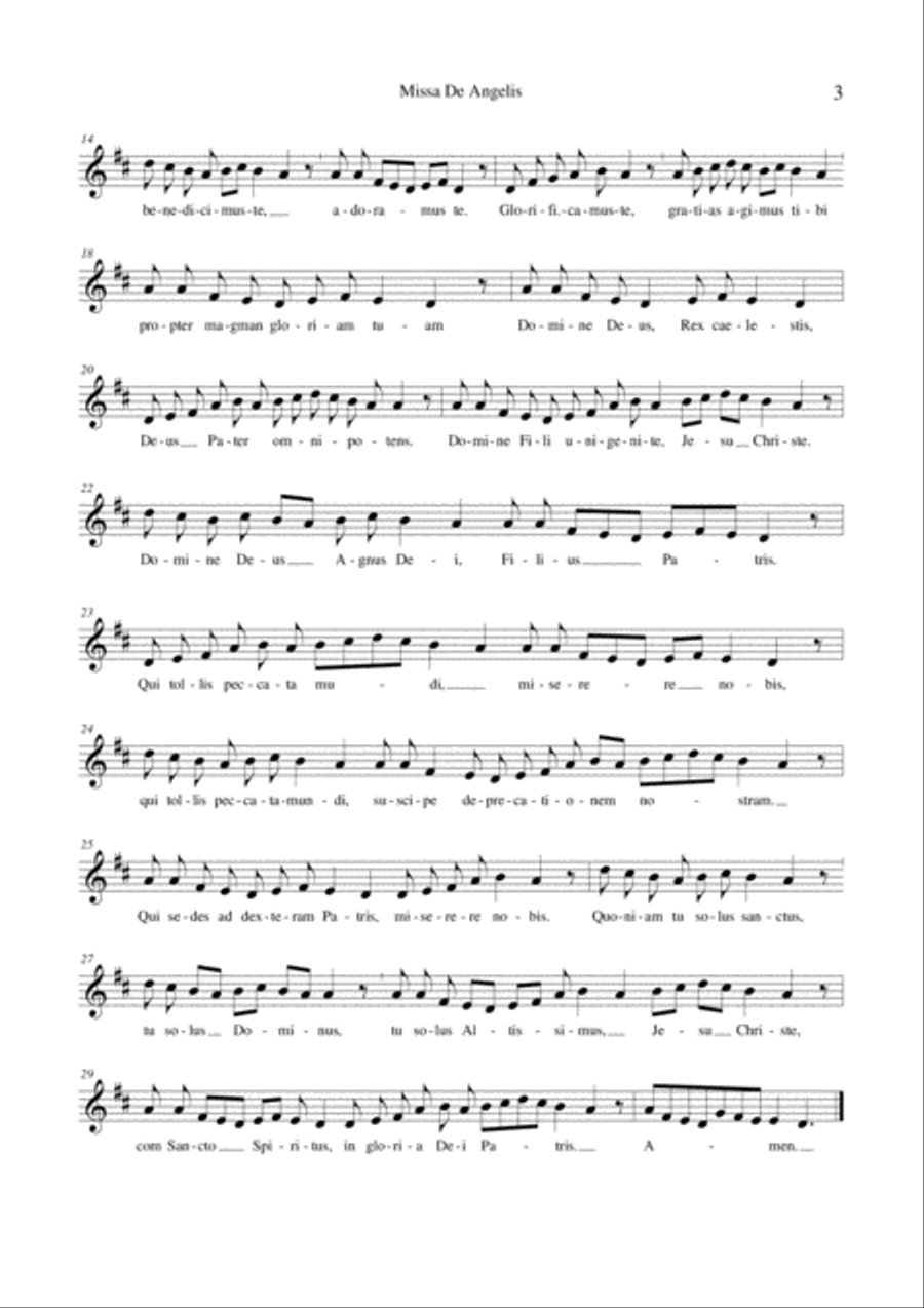 MISSA DE ANGELIS - Gregorian - Octavo Unison Choir scores gallery preview page 3