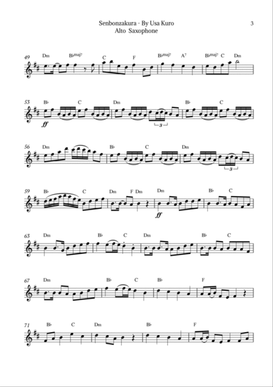 Senbonzakura Alto Saxophone scores gallery preview page 3