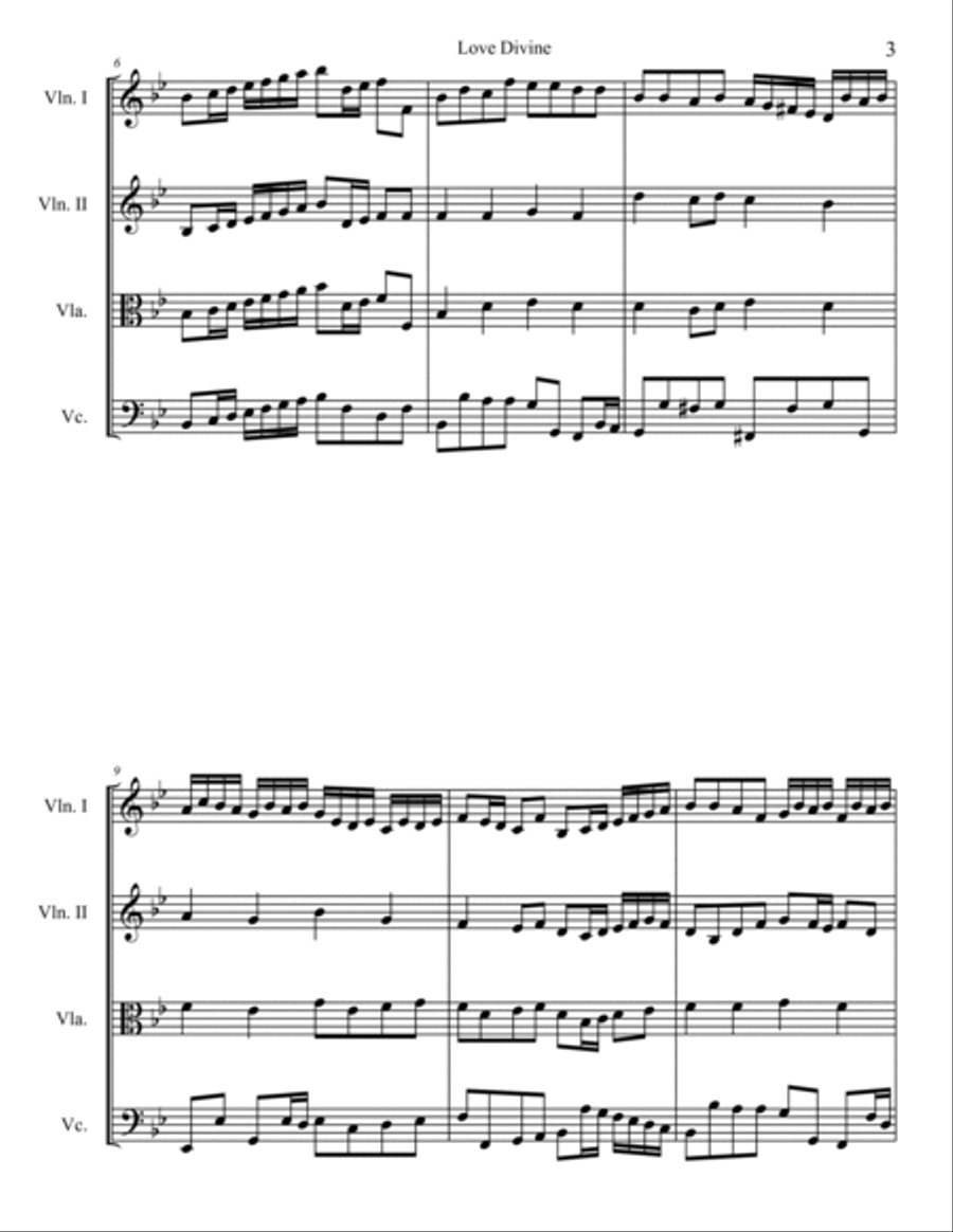 Love Divine for String Quartet String Quartet scores gallery preview page 3