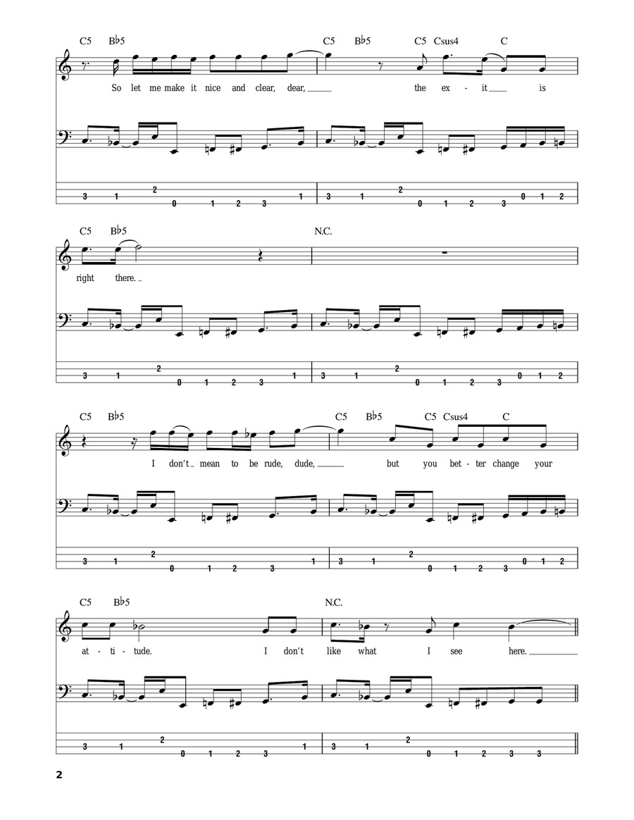 Get The Funk Out Bass Guitar Tablature scores gallery preview page 2