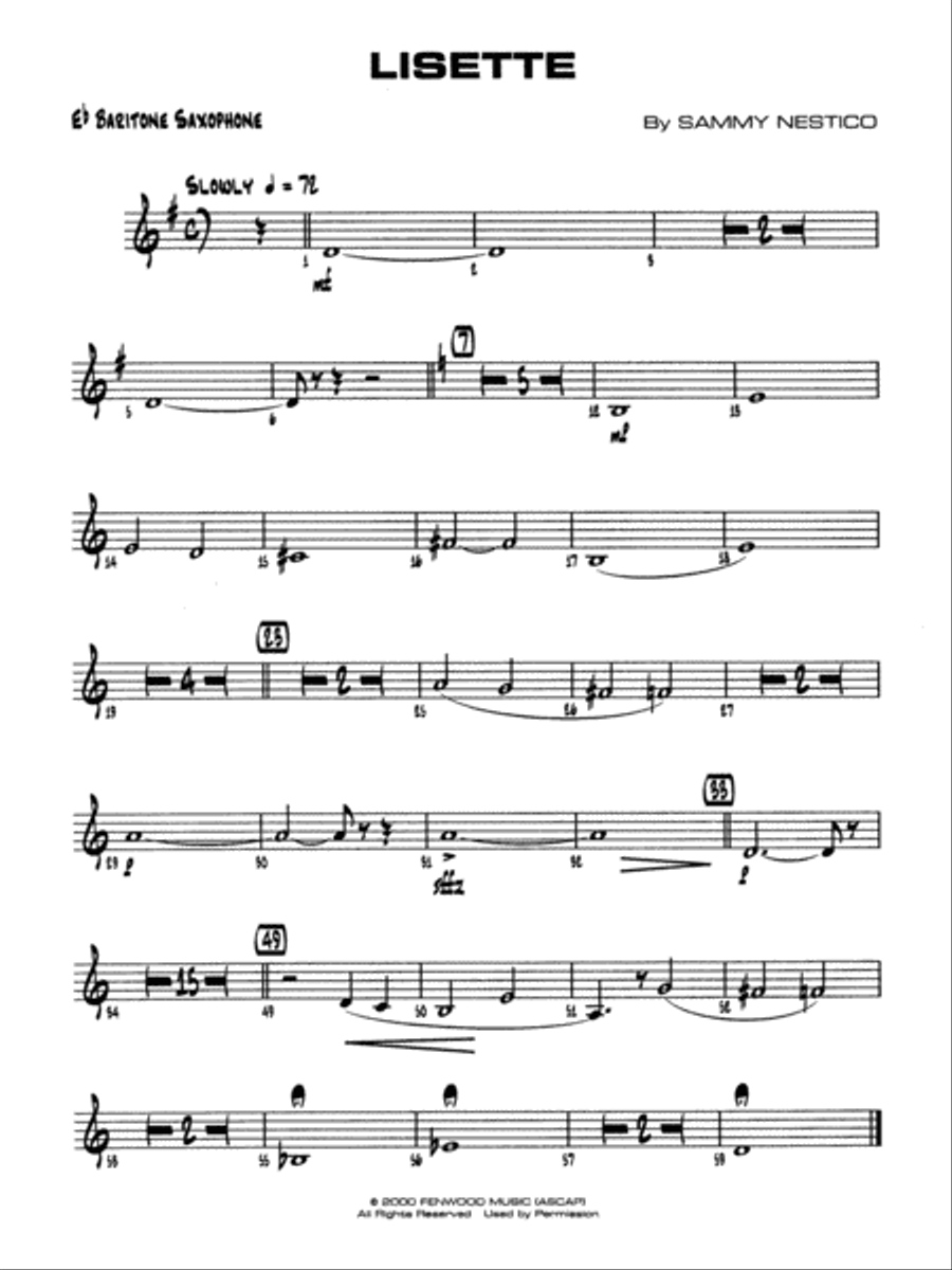 Lisette: E-flat Baritone Saxophone Jazz Ensemble scores gallery preview page 1