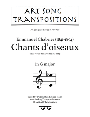 CHABRIER: Chants d'oiseaux (transposed to G major)